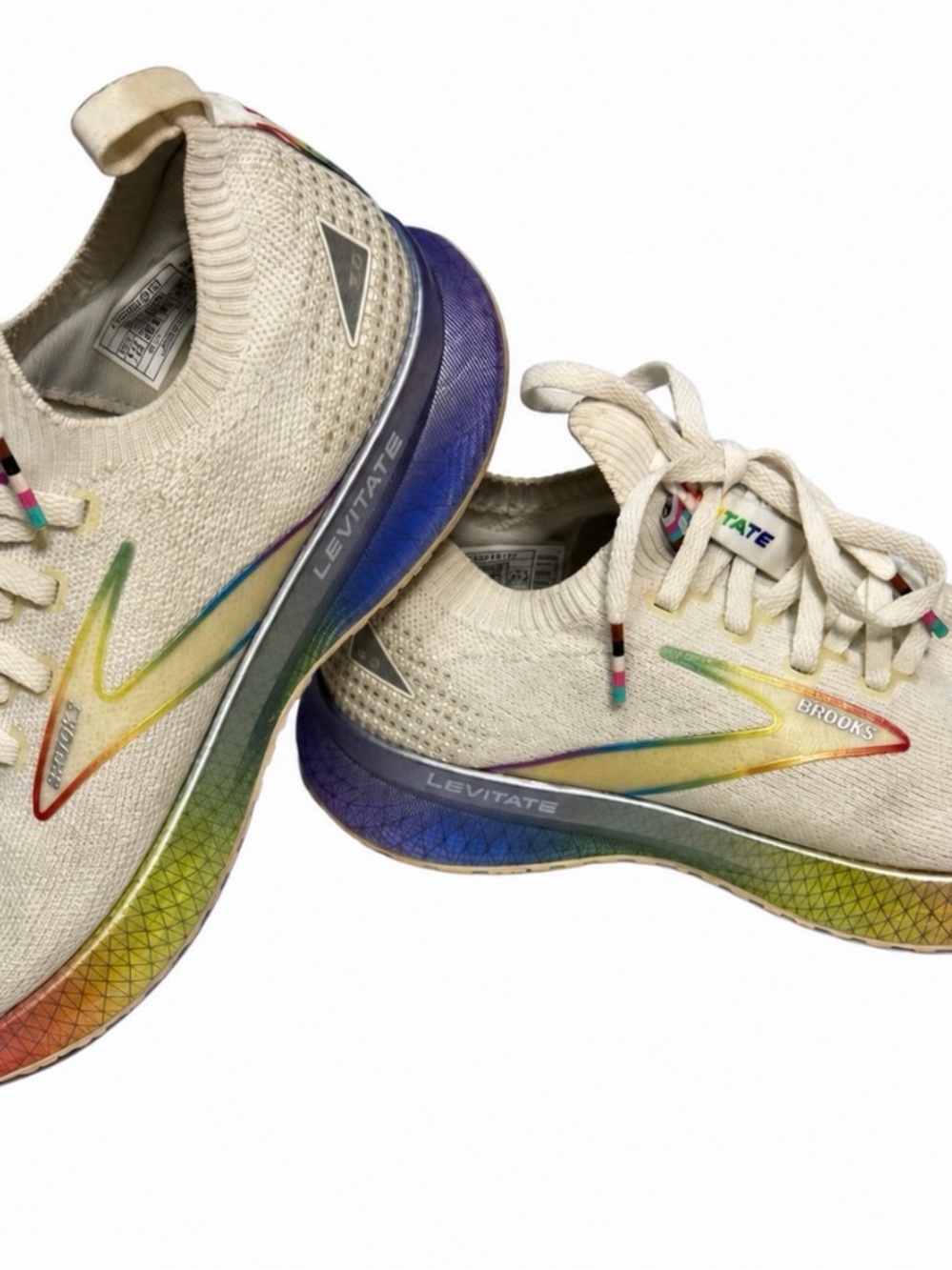 Brooks Levitate Women's Cream Running Shoes with Rainbow Accents